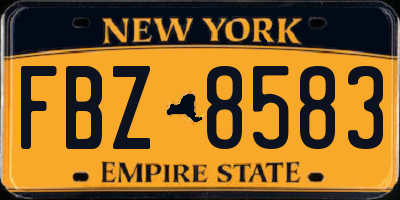 NY license plate FBZ8583