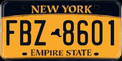 NY license plate FBZ8601