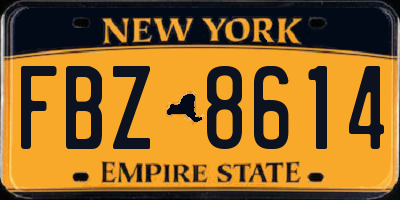 NY license plate FBZ8614