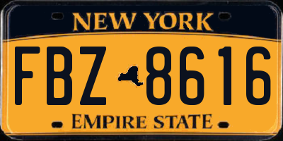 NY license plate FBZ8616