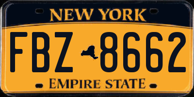 NY license plate FBZ8662