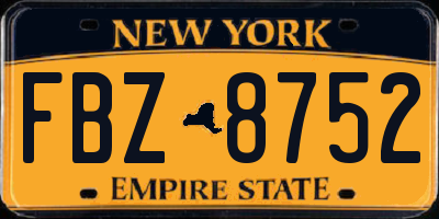 NY license plate FBZ8752