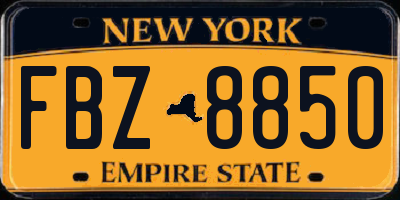 NY license plate FBZ8850