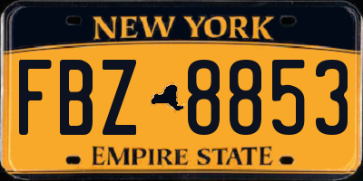 NY license plate FBZ8853