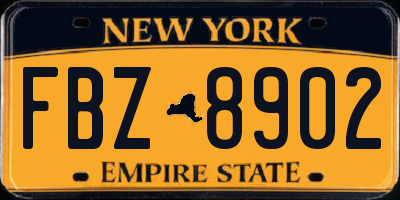 NY license plate FBZ8902