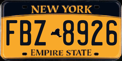 NY license plate FBZ8926