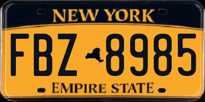 NY license plate FBZ8985