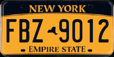 NY license plate FBZ9012