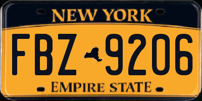 NY license plate FBZ9206