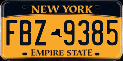 NY license plate FBZ9385