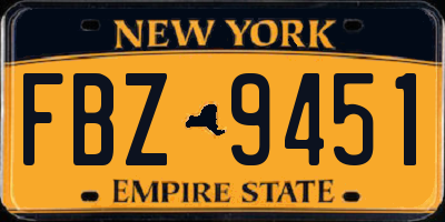 NY license plate FBZ9451