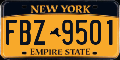 NY license plate FBZ9501