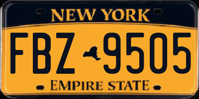 NY license plate FBZ9505