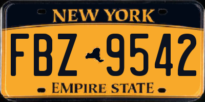 NY license plate FBZ9542