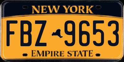 NY license plate FBZ9653