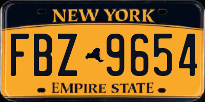 NY license plate FBZ9654