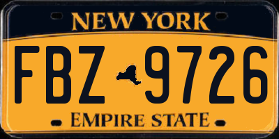 NY license plate FBZ9726