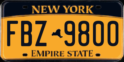 NY license plate FBZ9800