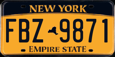 NY license plate FBZ9871