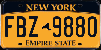 NY license plate FBZ9880