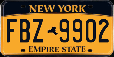 NY license plate FBZ9902