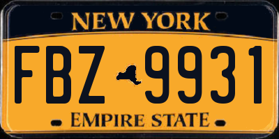 NY license plate FBZ9931