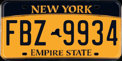 NY license plate FBZ9934