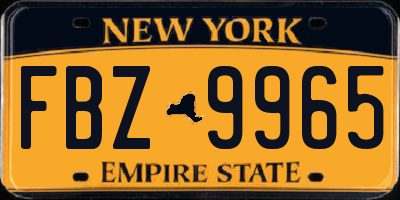 NY license plate FBZ9965