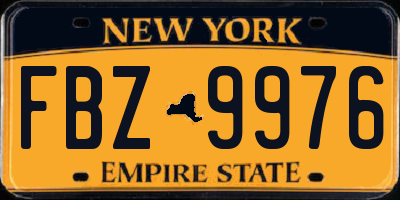 NY license plate FBZ9976