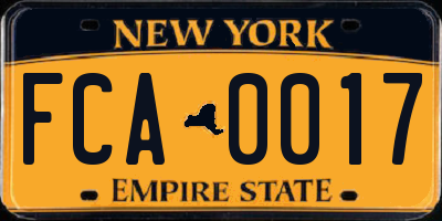 NY license plate FCA0017