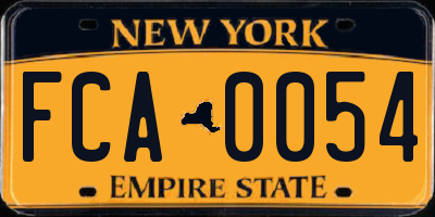 NY license plate FCA0054