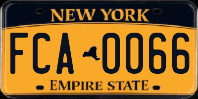 NY license plate FCA0066