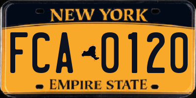 NY license plate FCA0120