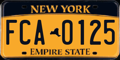 NY license plate FCA0125