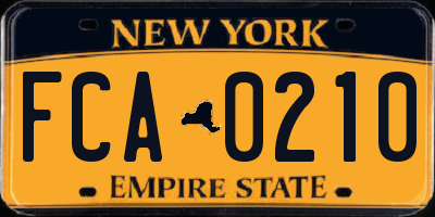 NY license plate FCA0210