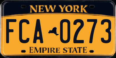 NY license plate FCA0273