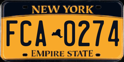 NY license plate FCA0274