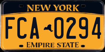 NY license plate FCA0294