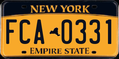 NY license plate FCA0331