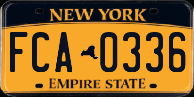 NY license plate FCA0336