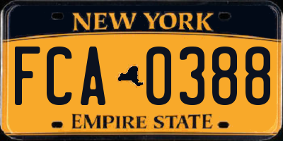 NY license plate FCA0388