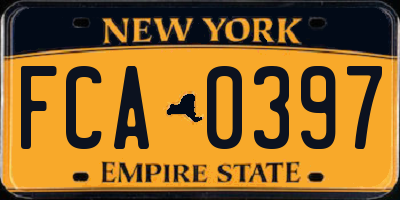 NY license plate FCA0397