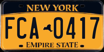 NY license plate FCA0417