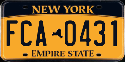 NY license plate FCA0431