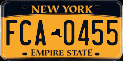 NY license plate FCA0455