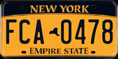 NY license plate FCA0478