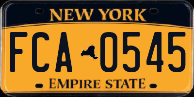 NY license plate FCA0545