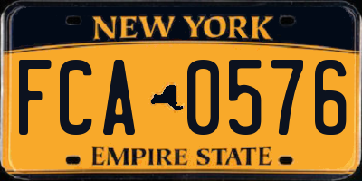 NY license plate FCA0576