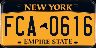 NY license plate FCA0616