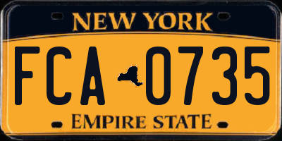 NY license plate FCA0735